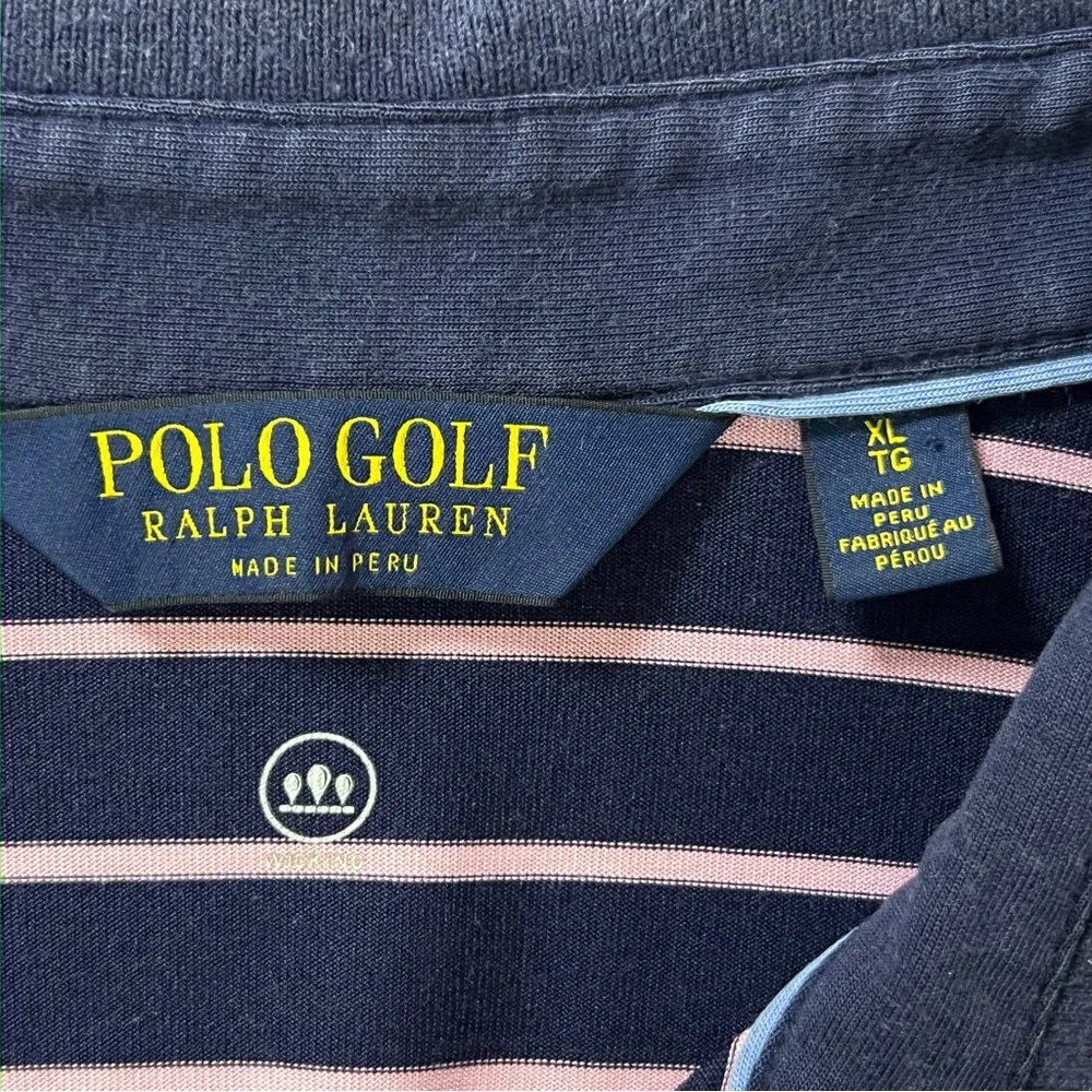 Polo Golf Ralph Lauren Navy Blue &‎ Pink Striped Soft Polo Sport Men’s Size XL